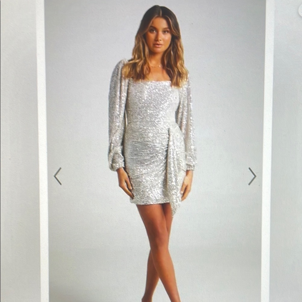 Elegant Silver Sequin Dress